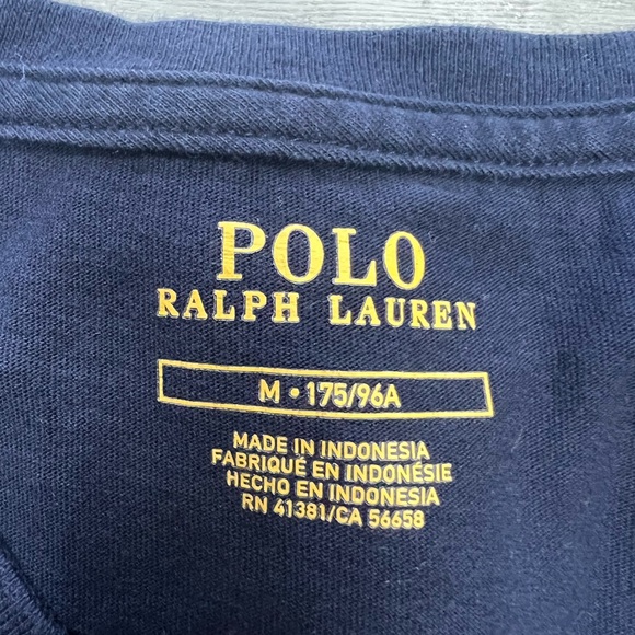 Polo Ralph Lauren Navy Blue V-Neck T-Shirt M - Picture 3 of 3